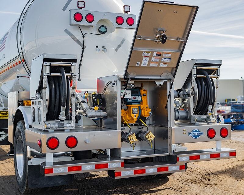 Dual Hose Reel on Blueline Distribution Trailer. 