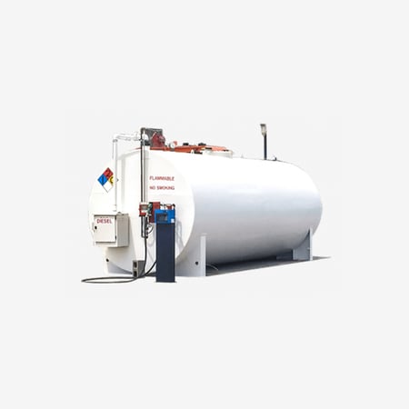Stand-alone aboveground diesel fueling tank with integrated dispenser.