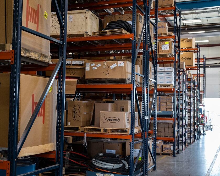 Westmor Industries parts warehouse. 
