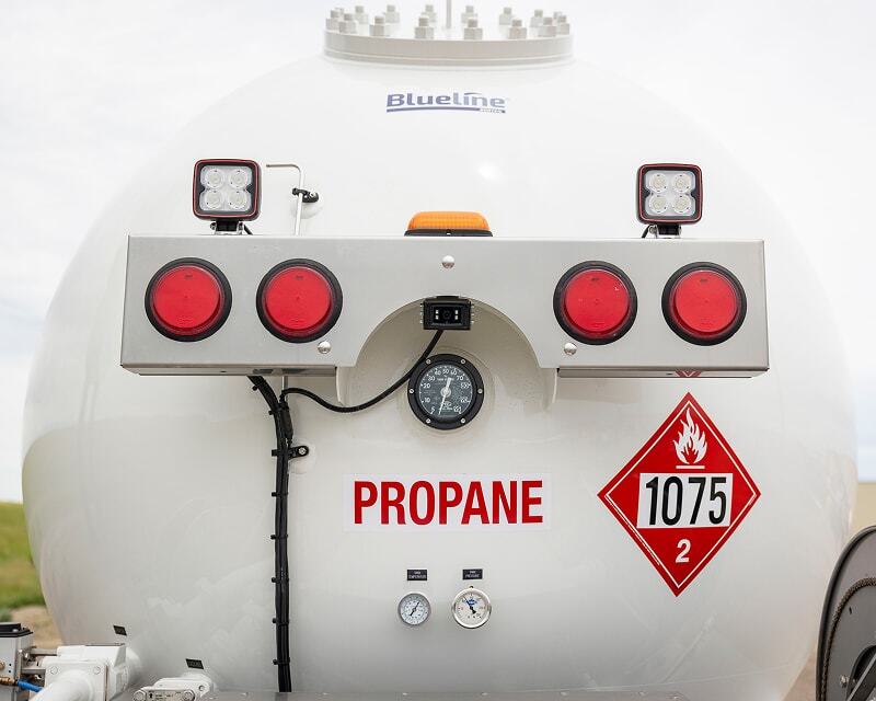 Work lights on a propane delivery truck. 