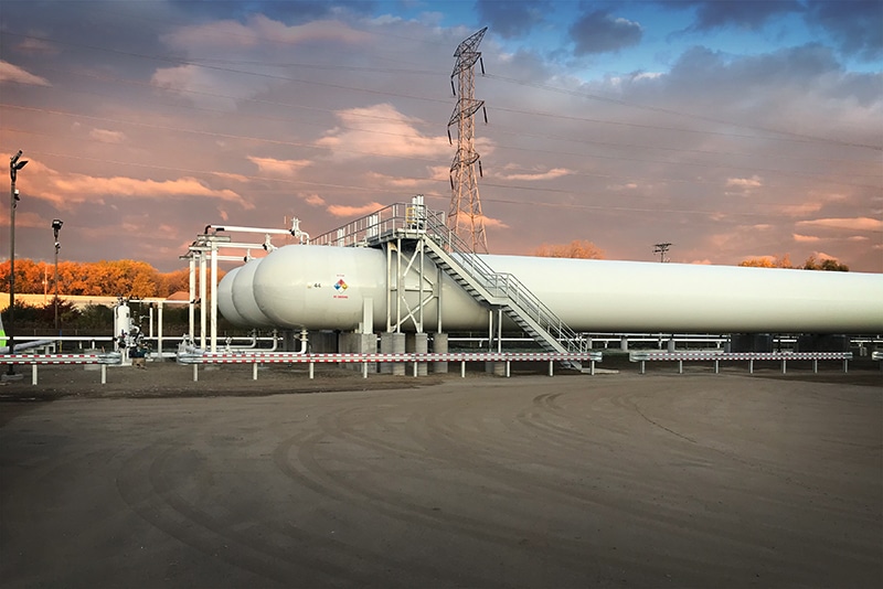 pressure vessel butane scene at sunrise by Westmor